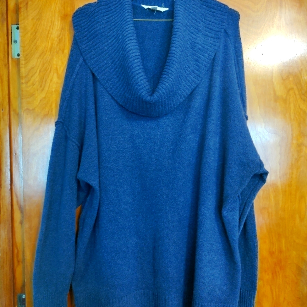 Big & Comfy Blue Drape Sweater